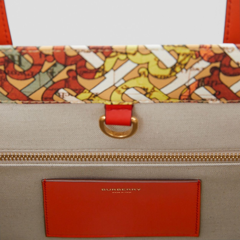 Small Monogram Map Print Leather Freya Tote 7