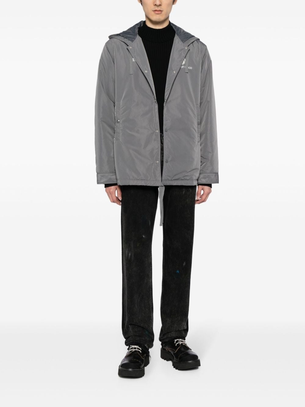 illustration-print hooded jacket - 2