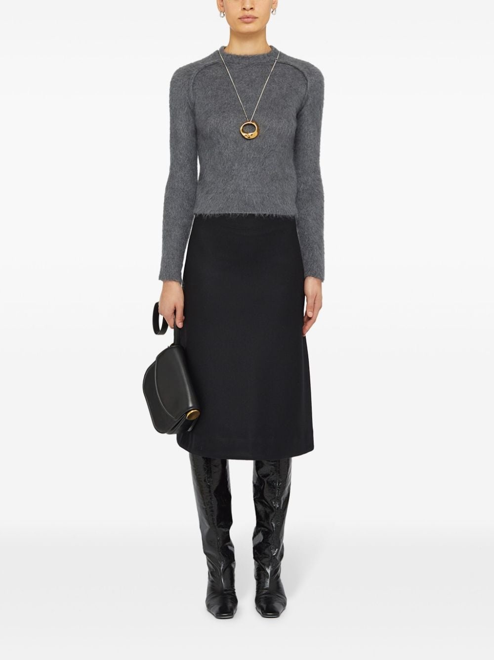 brushed-finish crew-neck jumper - 2