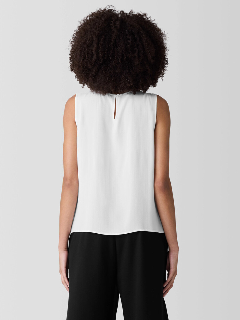 Silk Georgette Crepe Round Neck Tank 4