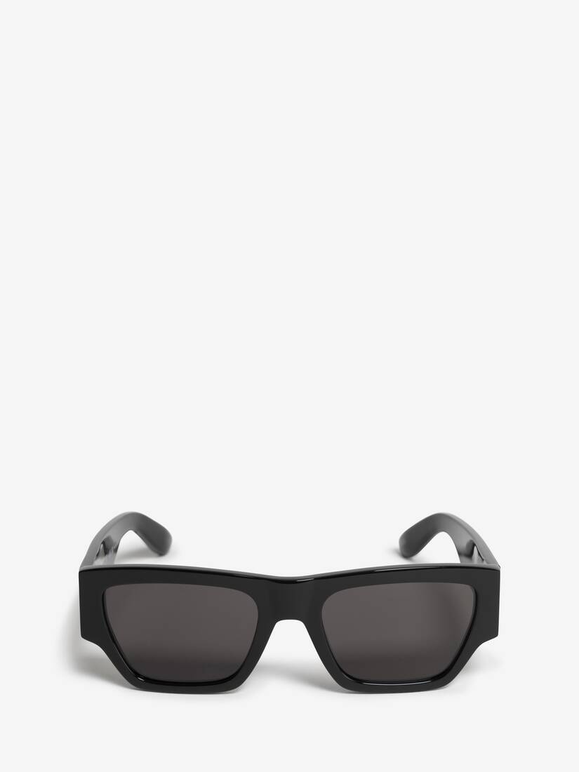 Men's McQueen Angled Rectangular Sunglasses in Black/smoke - 1