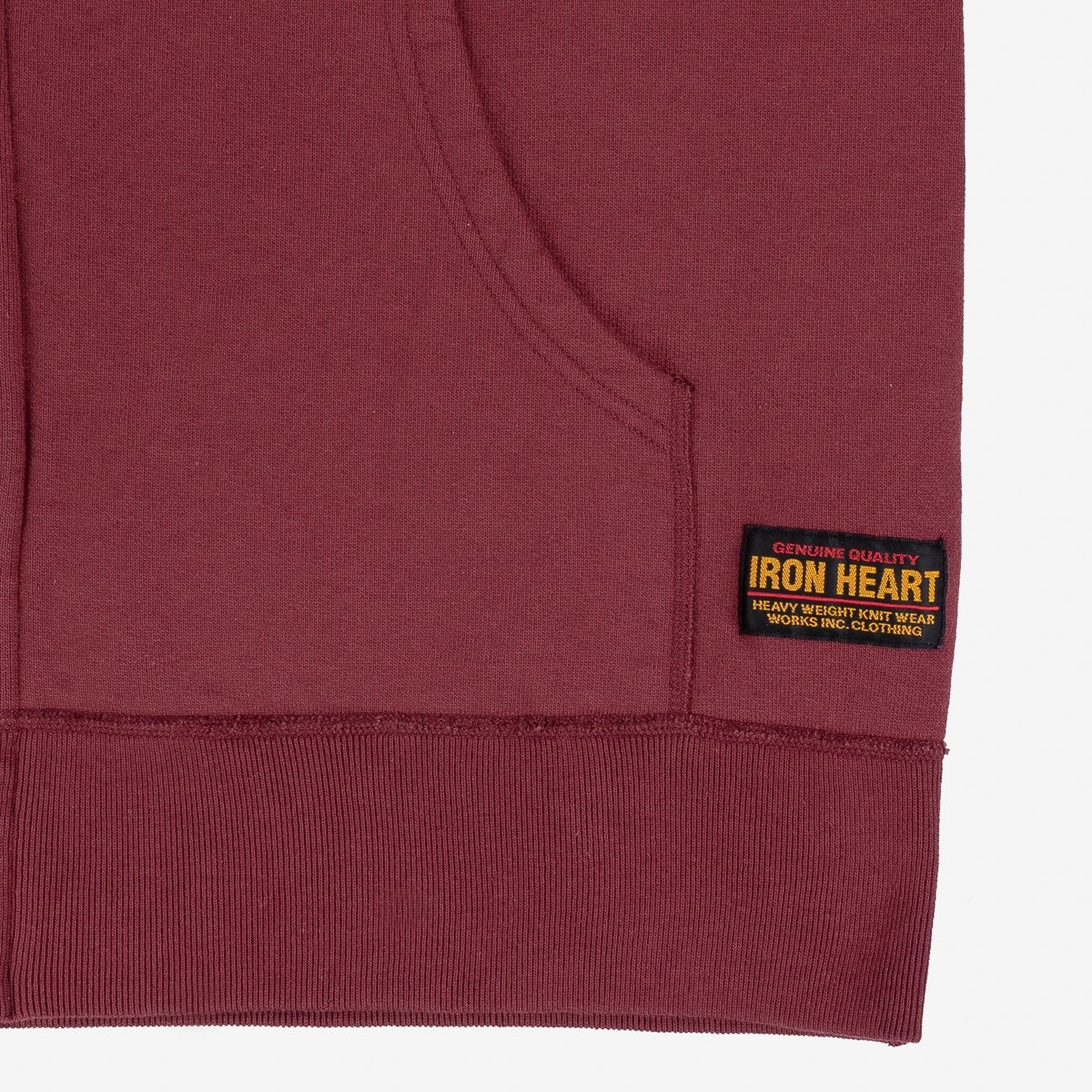 IHSW-58-BUR Printed 14oz Ultra Heavyweight Loopwheel Cotton Zippered Hoodie - Burgundy - 12
