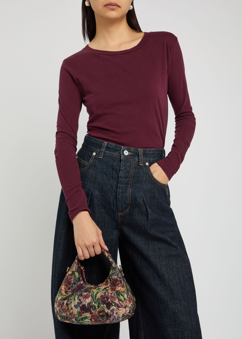 Ganni Embellished Tapestry-weave Hobo bag 5