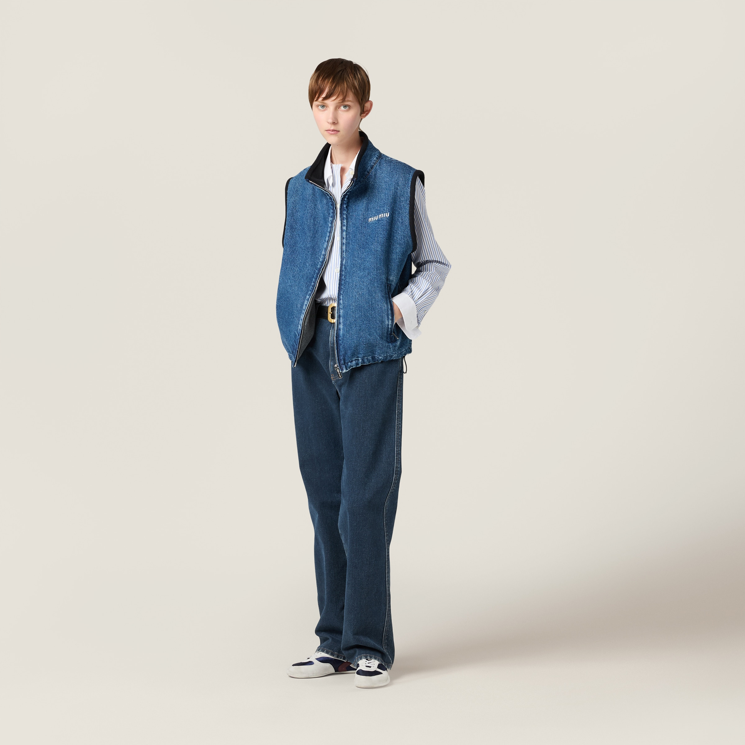 Cashmere denim blouson vest - 2