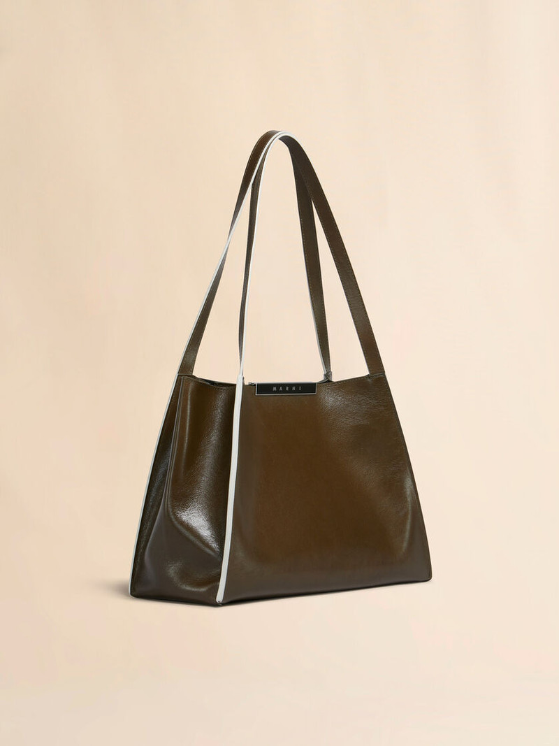 DEEP GREEN LEATHER CRESTA E/W SMALL TOTE BAG 6