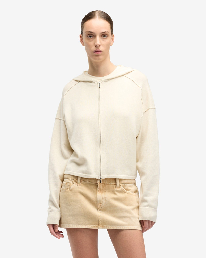 7 For All Mankind Cashmere Zipper Hoodie in Ice White outlook