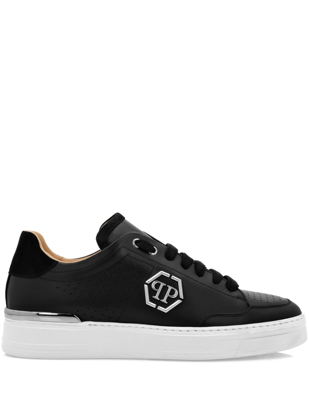 logo-print leather sneakers - 1