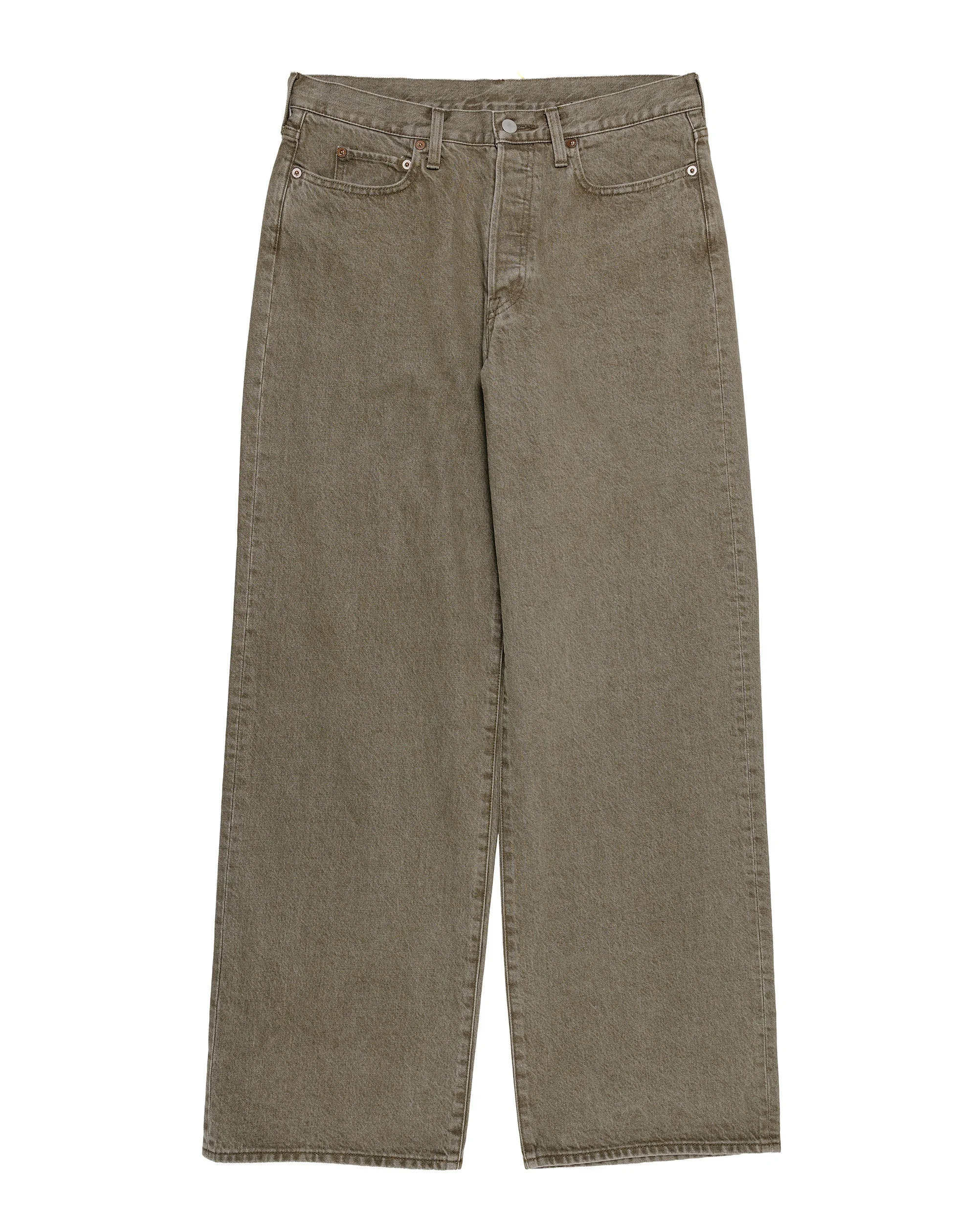 Loose Color Denim Pants Khaki - 1