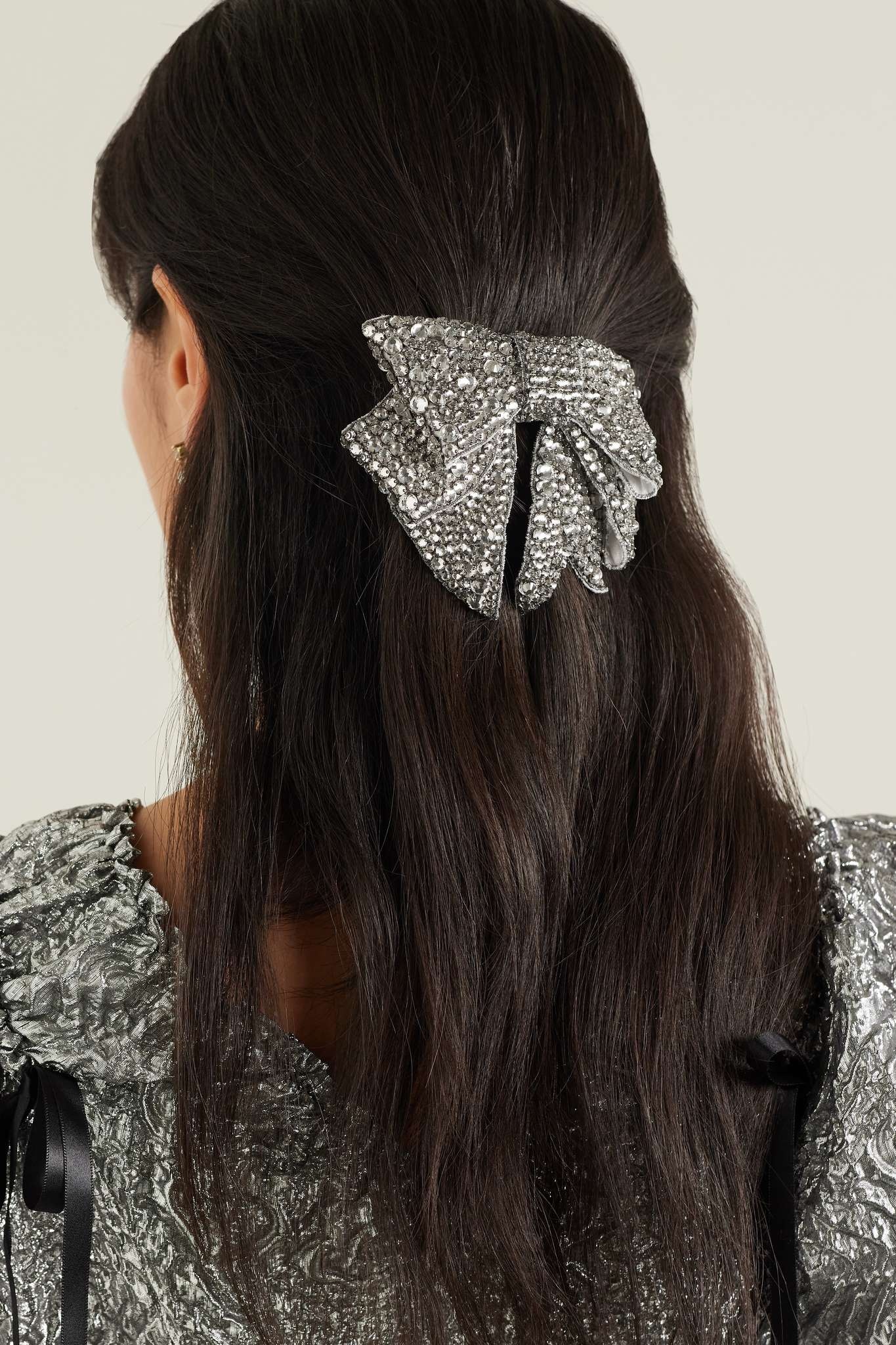 Belle crystal-embellished satin hair clip - 2