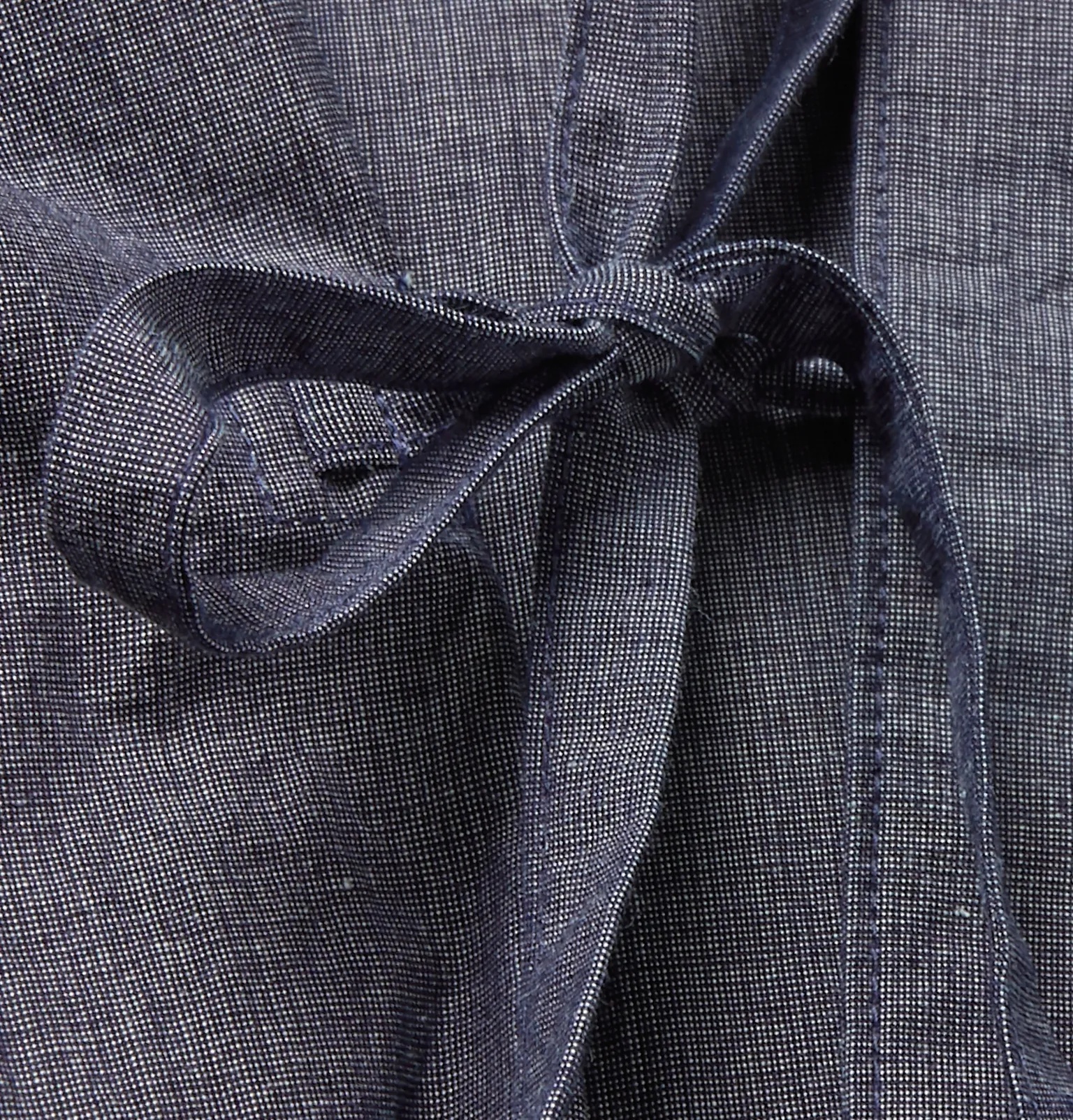 Indigo-Dyed Grandad-Collar Mélange Cotton Shirt - 3