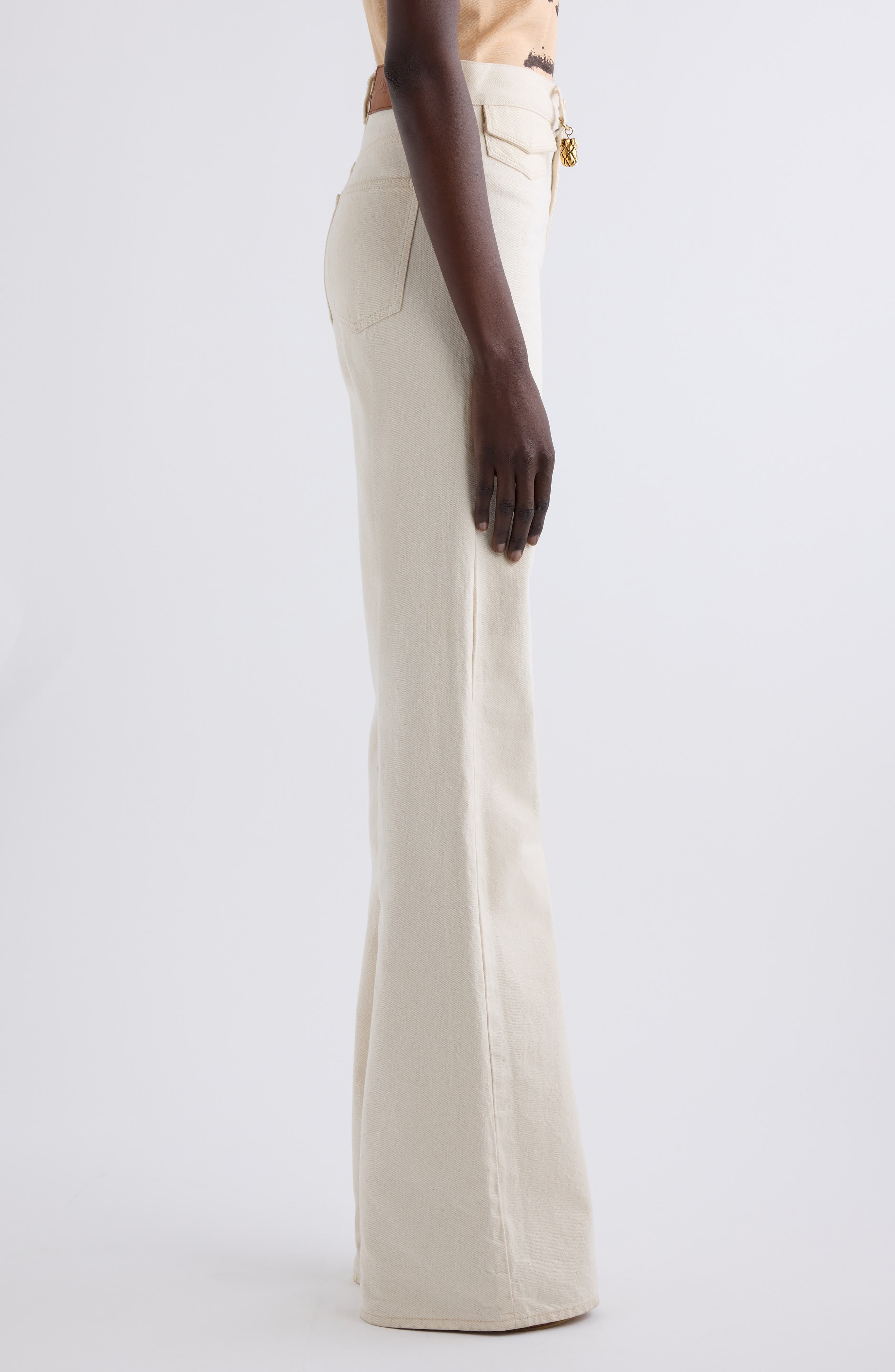 Chloé Pineapple Charm High Waist Twill Pants in Eden White at Nordstrom - 4