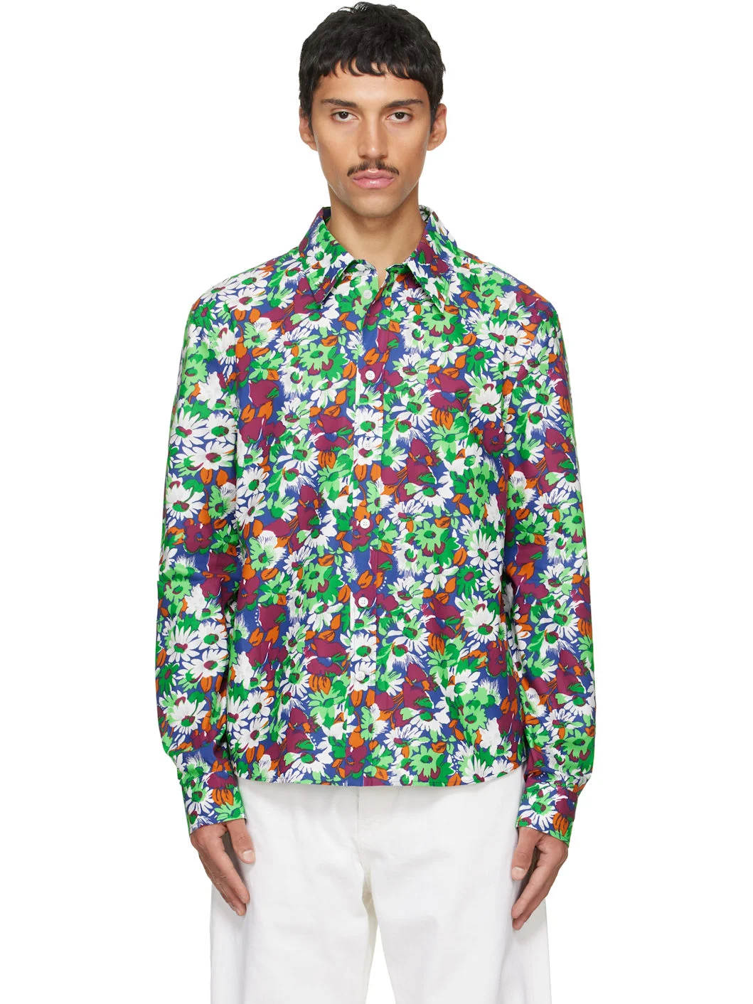 Blue Pop Flowers Print Shirt - 1