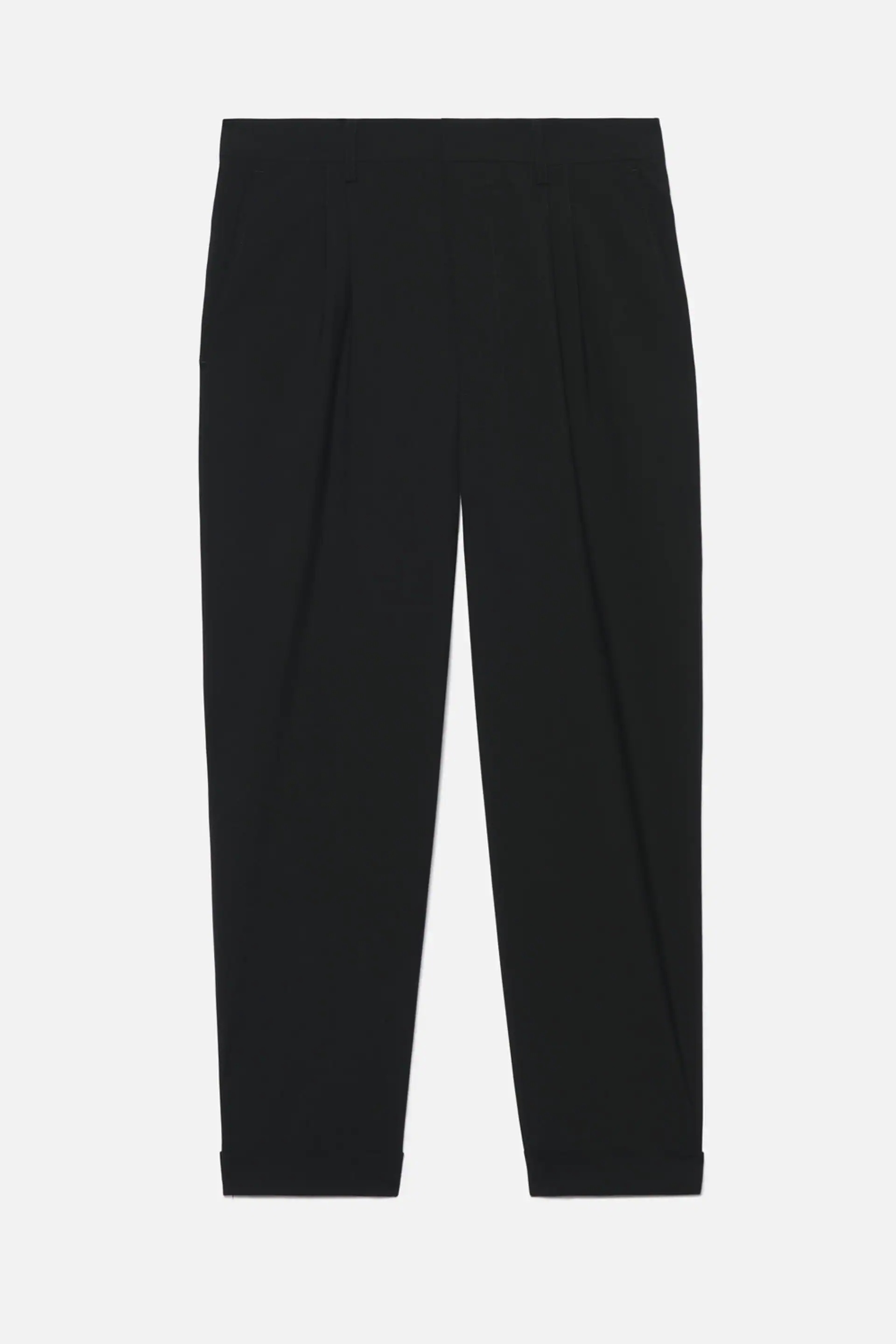 Carrot Fit Trousers With Hem And Pleats - 1