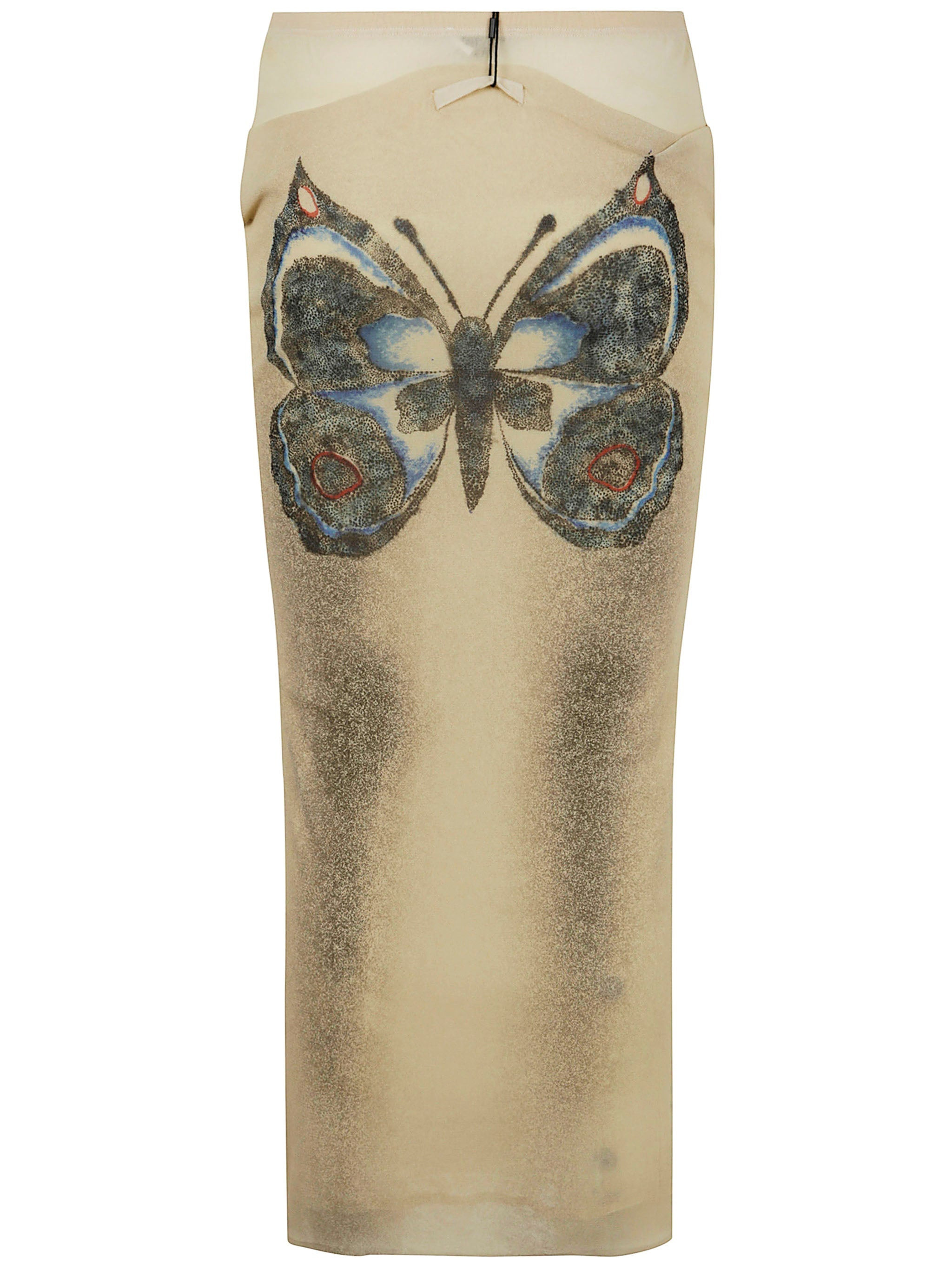 Jean Paul Gaultier Women Mesh Skirt Double Layer Printed "Tattoo Rose & Bird" - 7