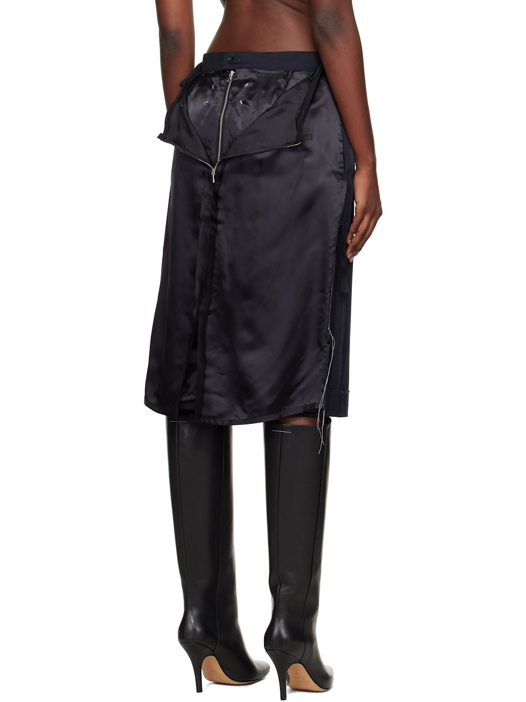 Navy Reverse Midi Skirt - 3