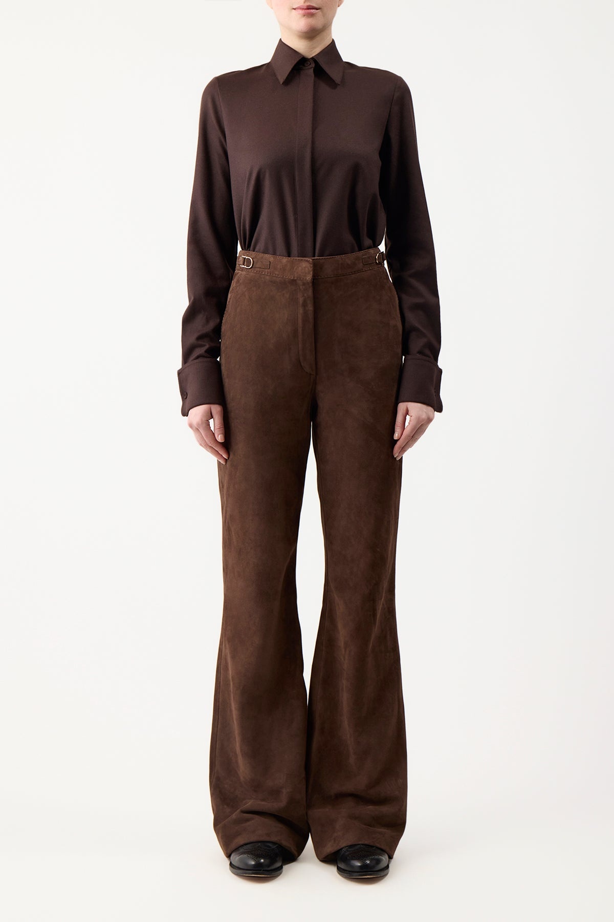 Vesta Pant in Chocolate Suede - 3