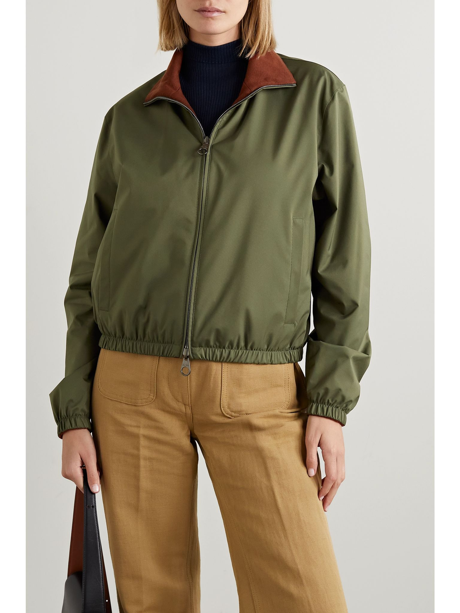 Reversible shell and cashmere bomber jacket Dark green - 3