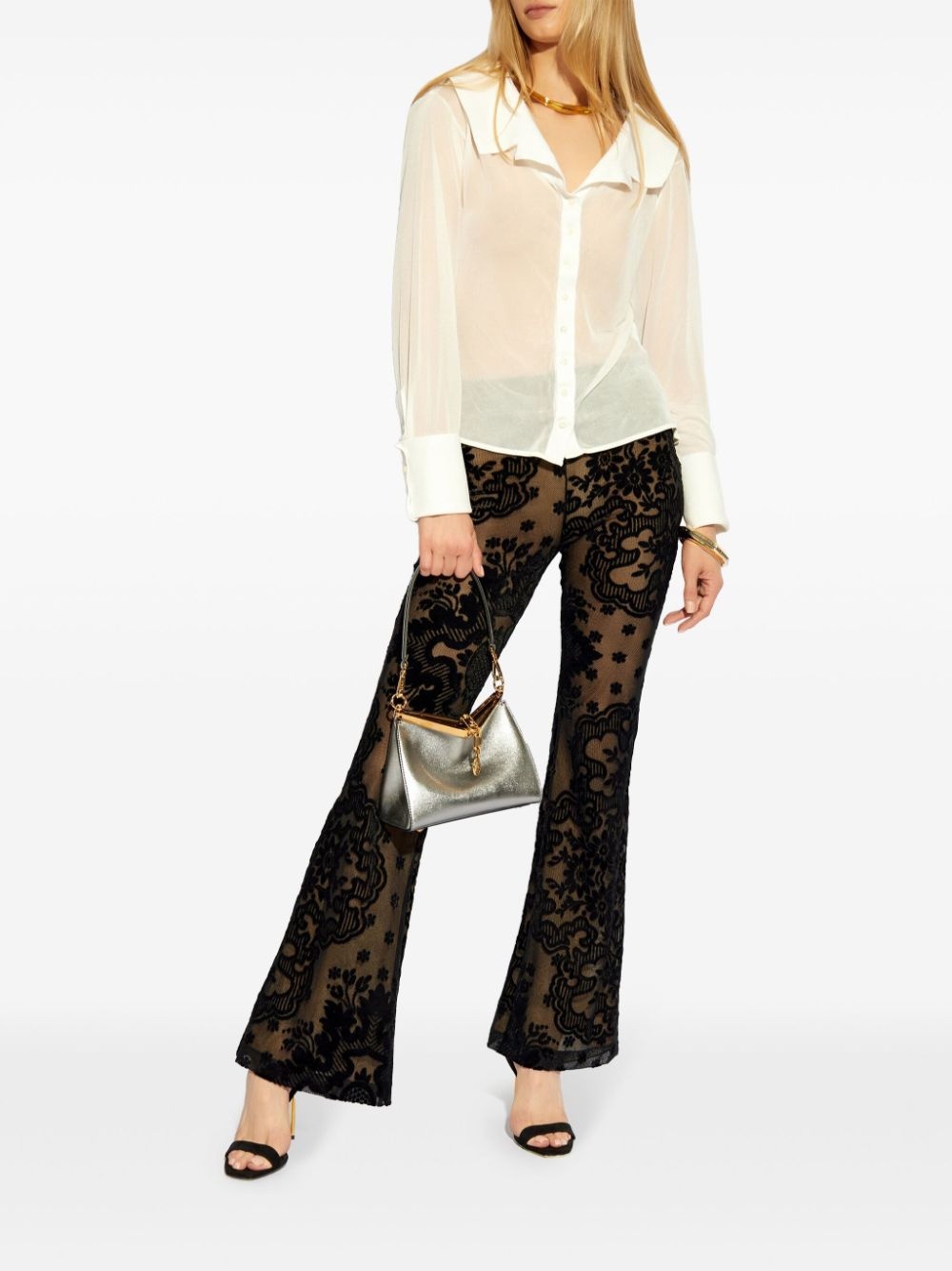 embroidered floral flare trousers - 2