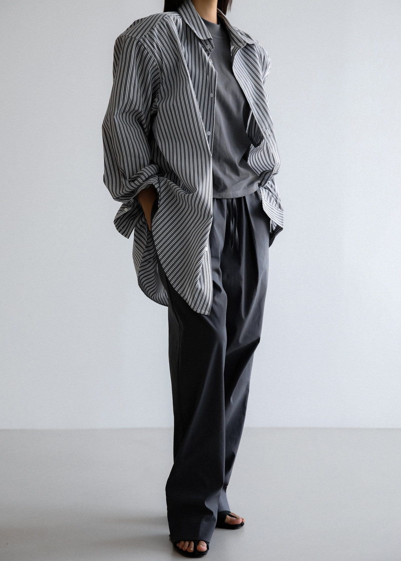 Cyrus Button Up Shirt - Black/White Stripe 14