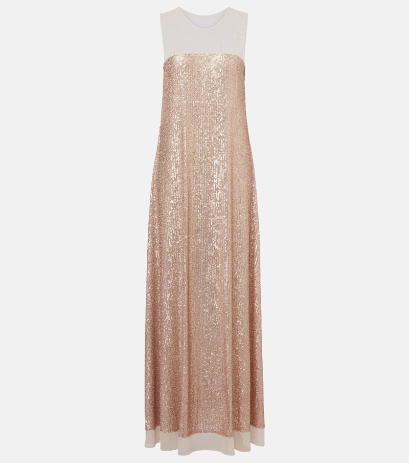 Floral-appliqué sequined gown 1