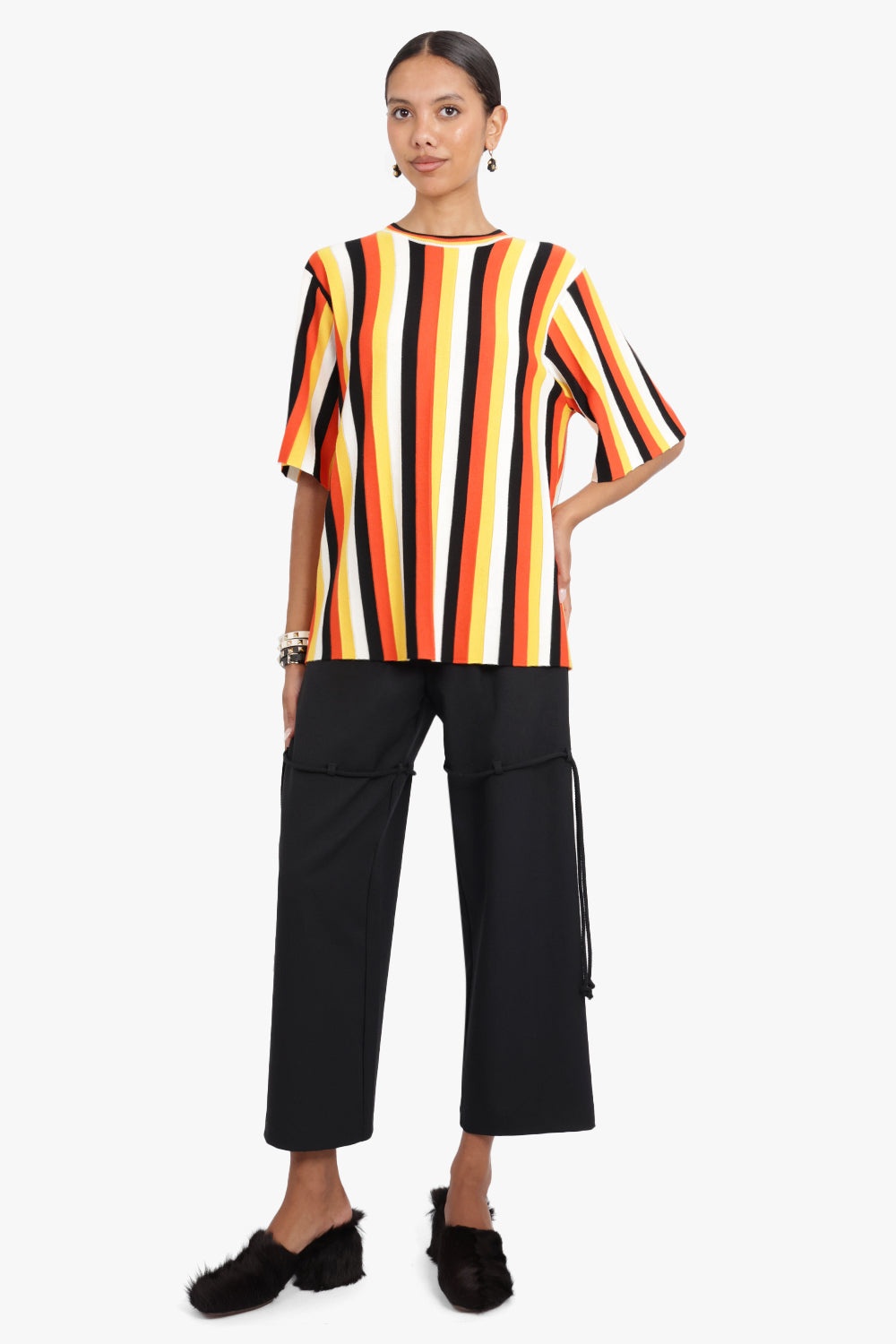 STRIPE KNIT TOP | MULTICOLOUR ORANGE - 2