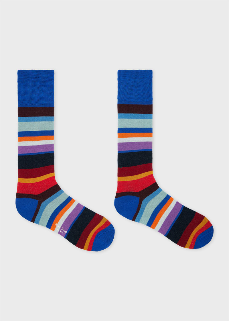 Paul Smith Blue Block Multicolour Stripe Socks outlook