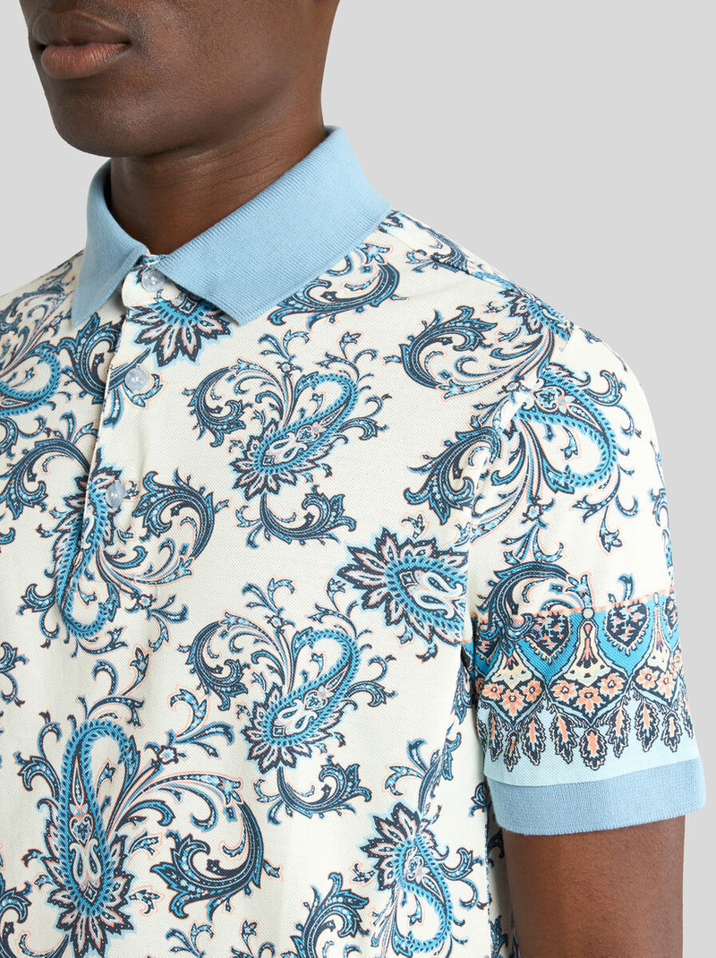 Etro COTTON POLO SHIRT WITH PLACED PRINT outlook