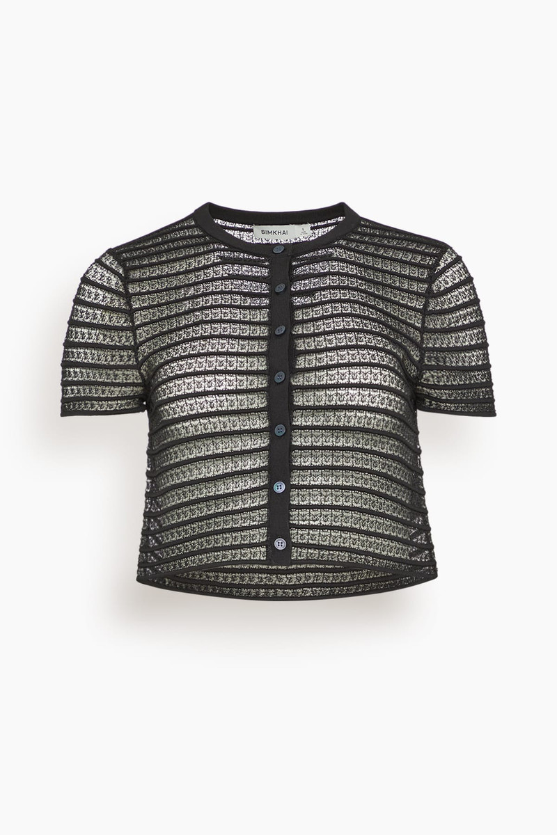Holli Short Sleeve Cardigan in Black 1