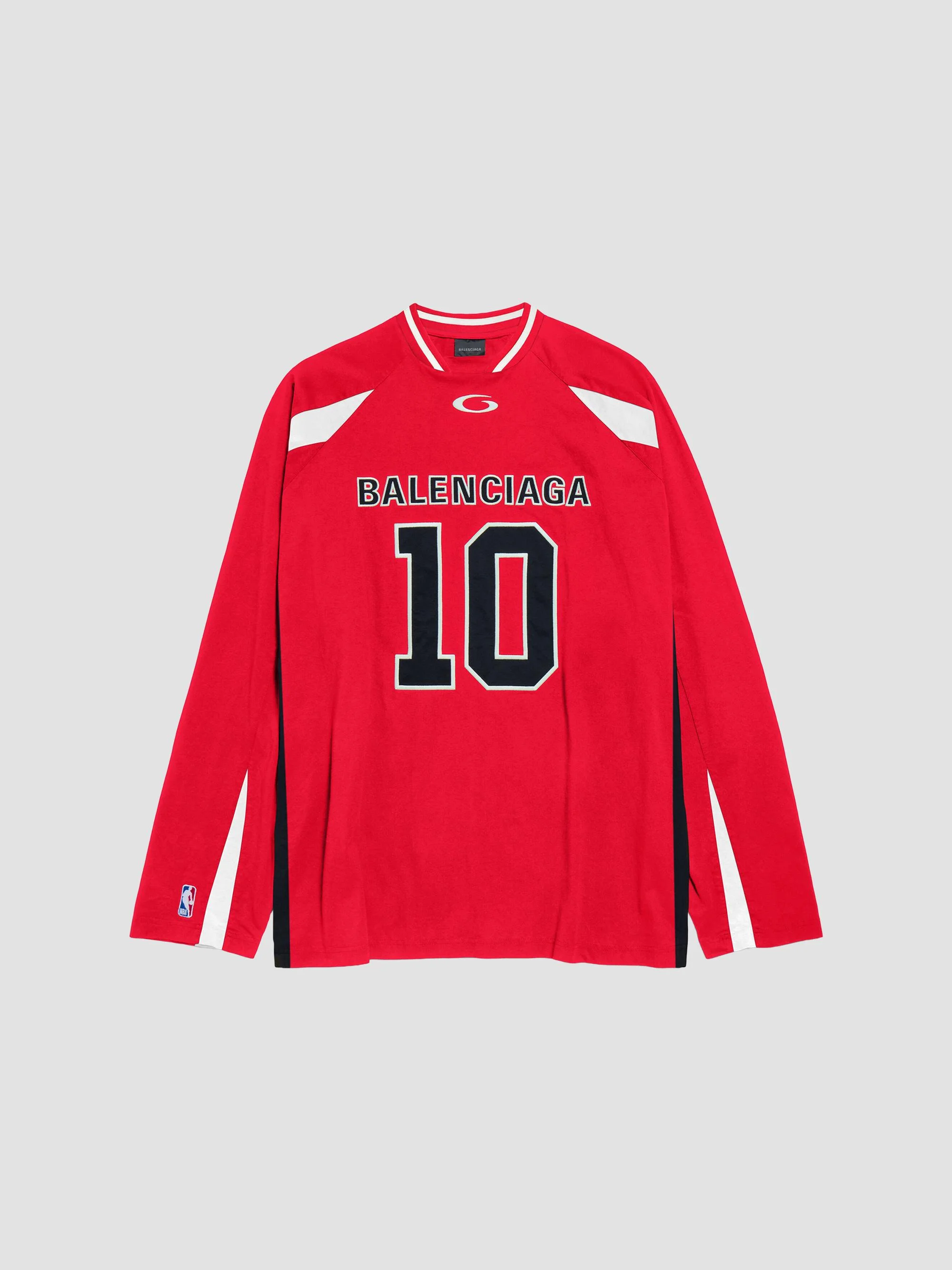 Men's x NBA Collaboration Oversized Long Sleeve T-Shirt - Red - 1