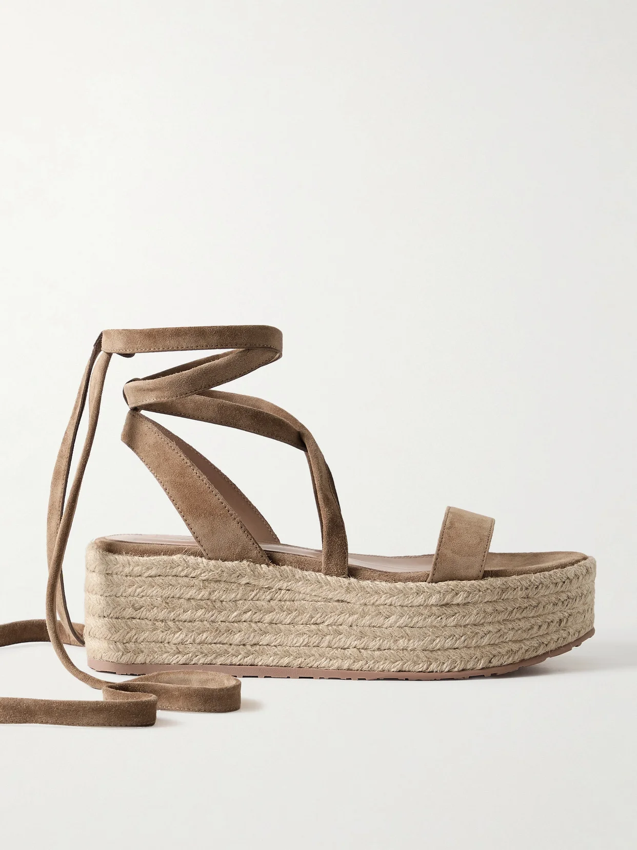 40 Suede And Raffia Platform Espadrilles - 1