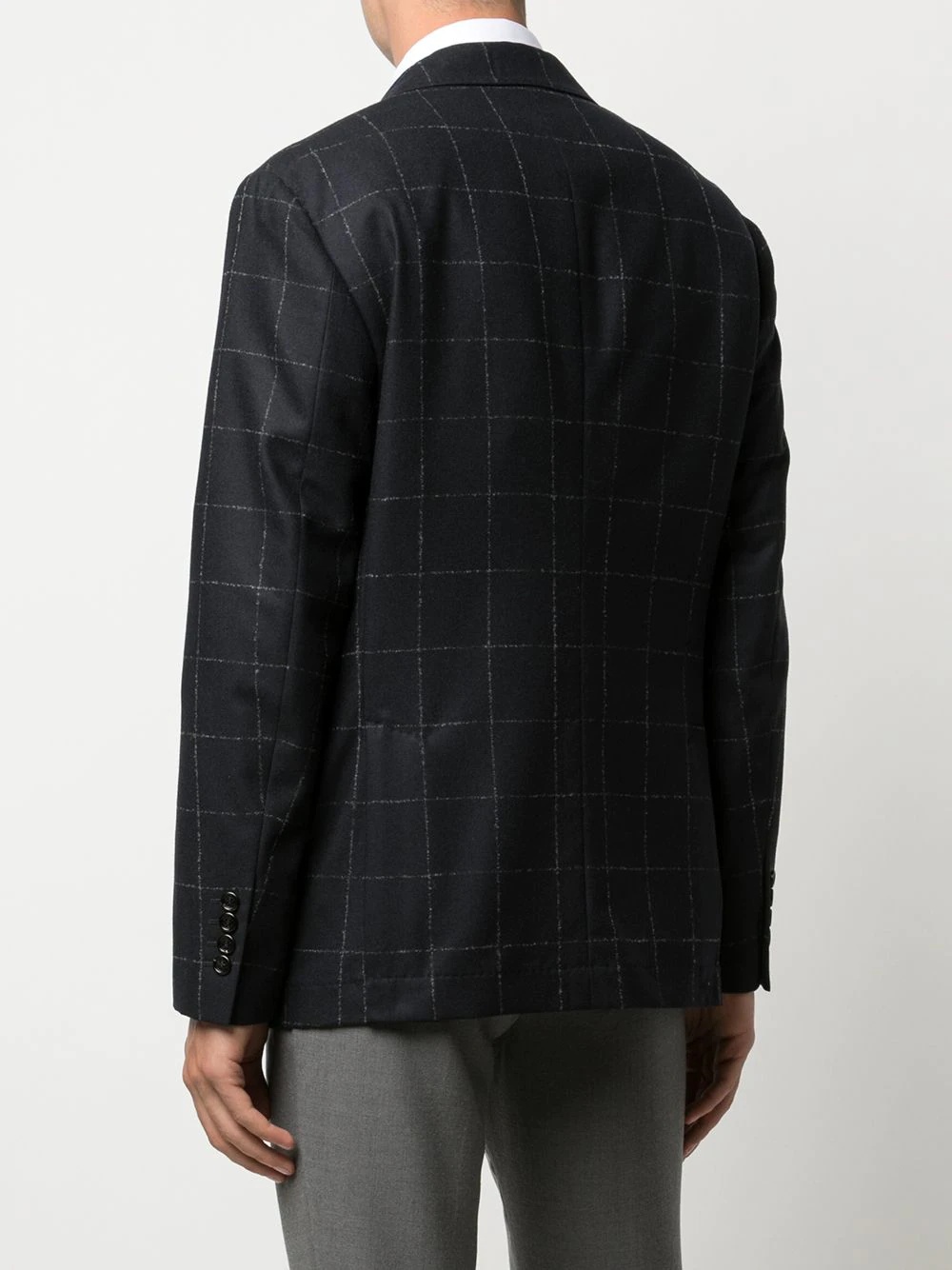 checked wool suit jacket - 4