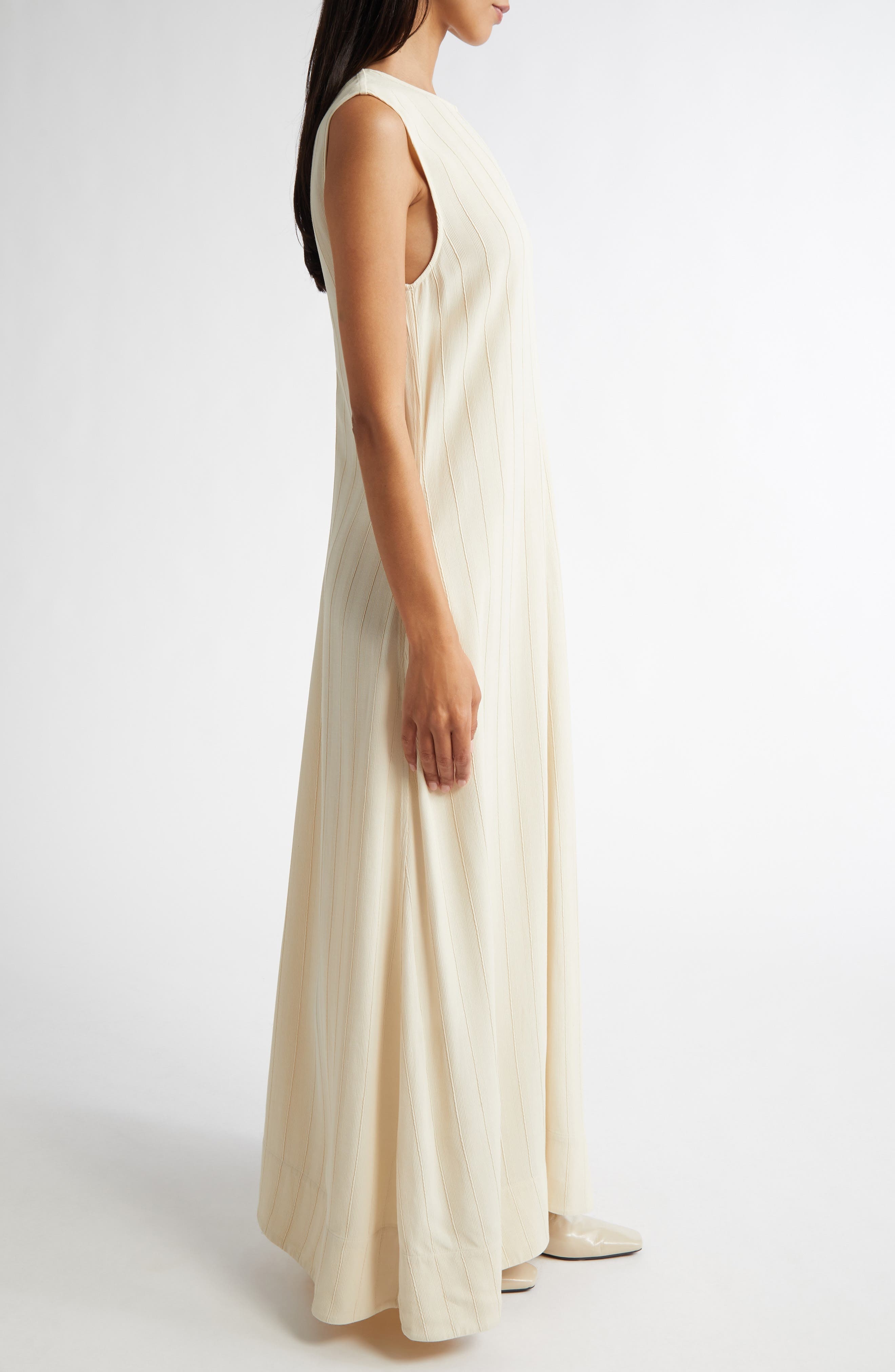 TOTEME Woven Stripe Sleeveless A-Line Dress in Ecru at Nordstrom - 3