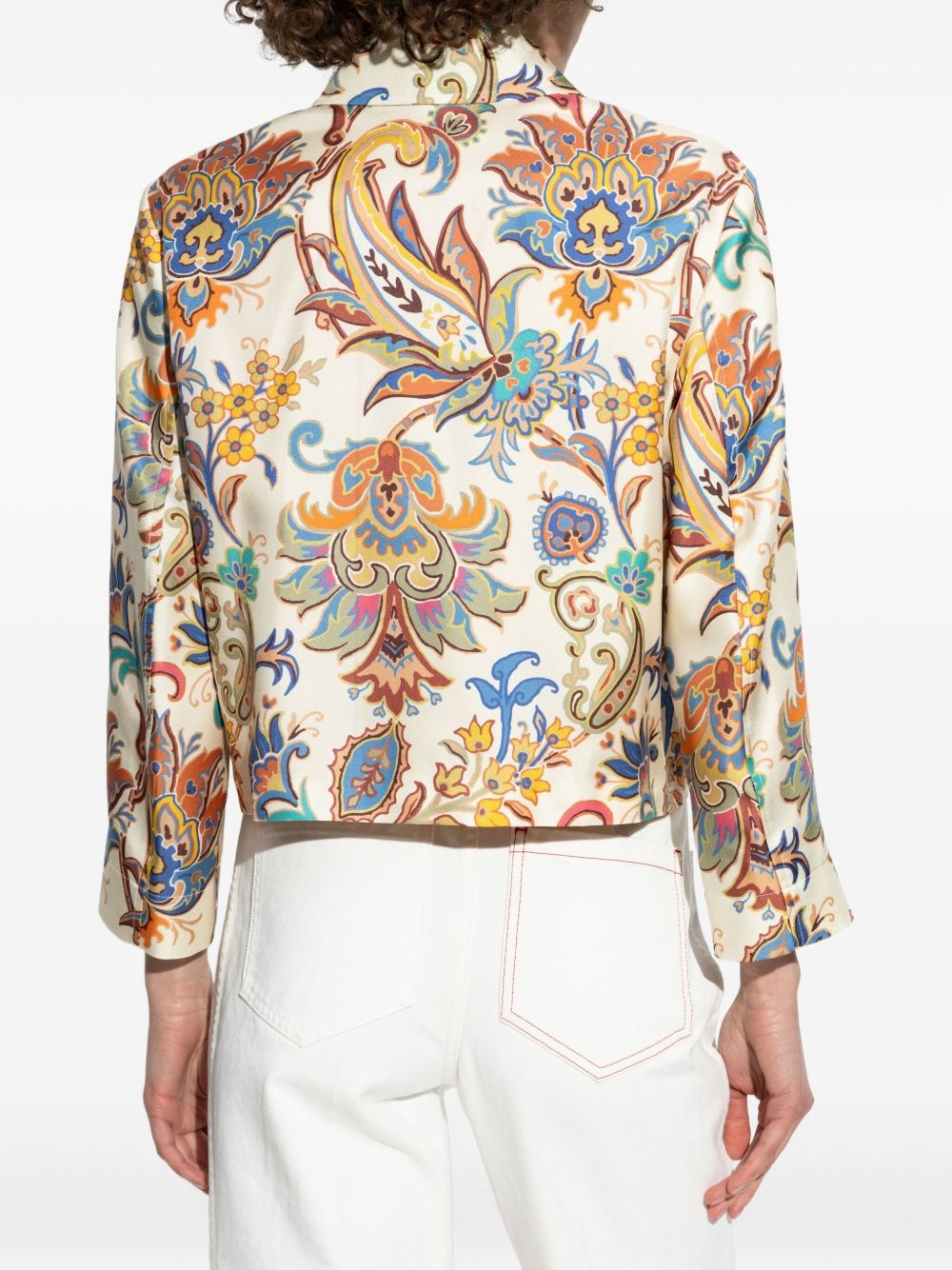 floral-print cropped jacket - 4