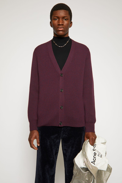 Acne Studios Melange ribbed cardigan burgundy multi outlook