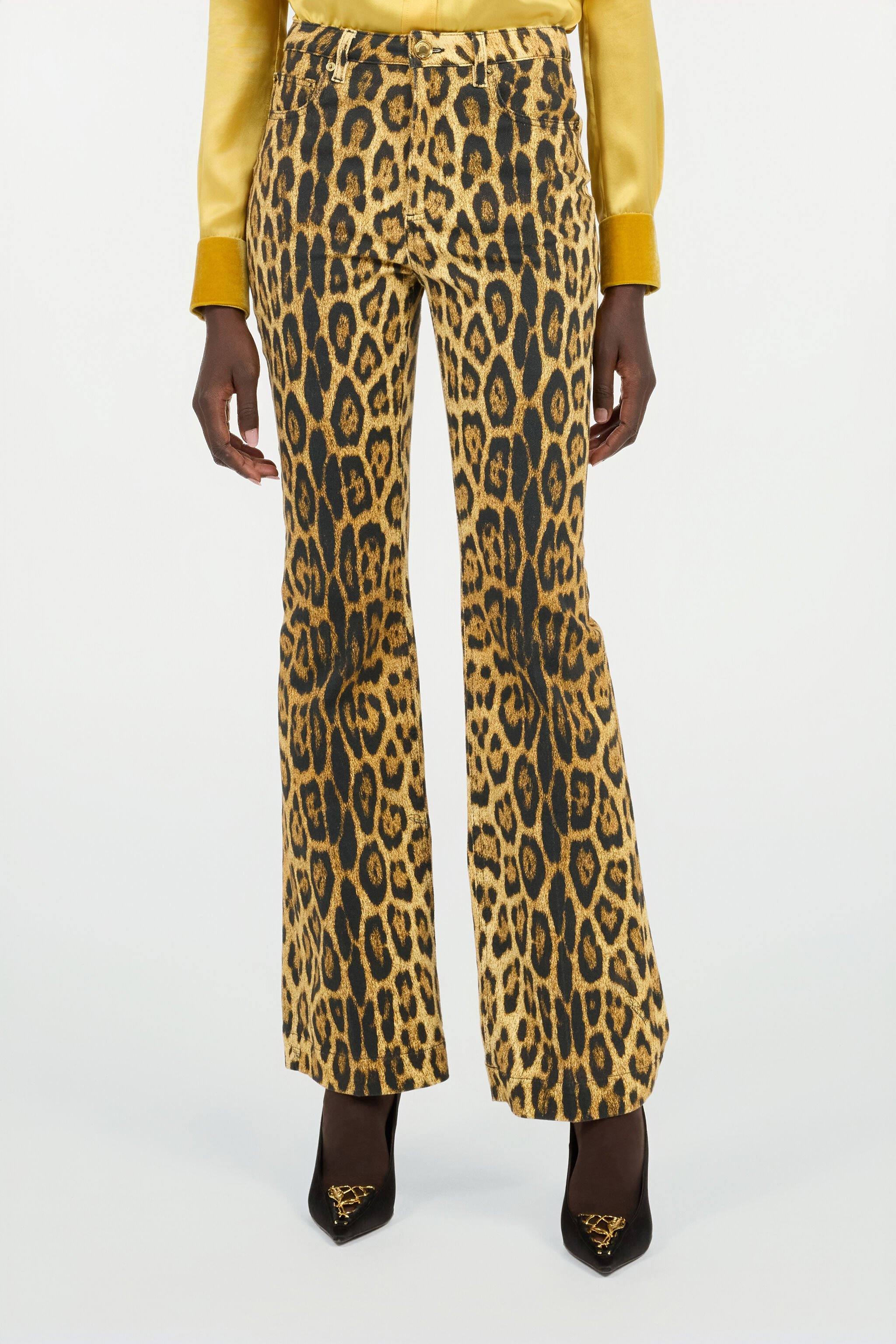 Denim Jeans With Jaguar Skin Print - 3