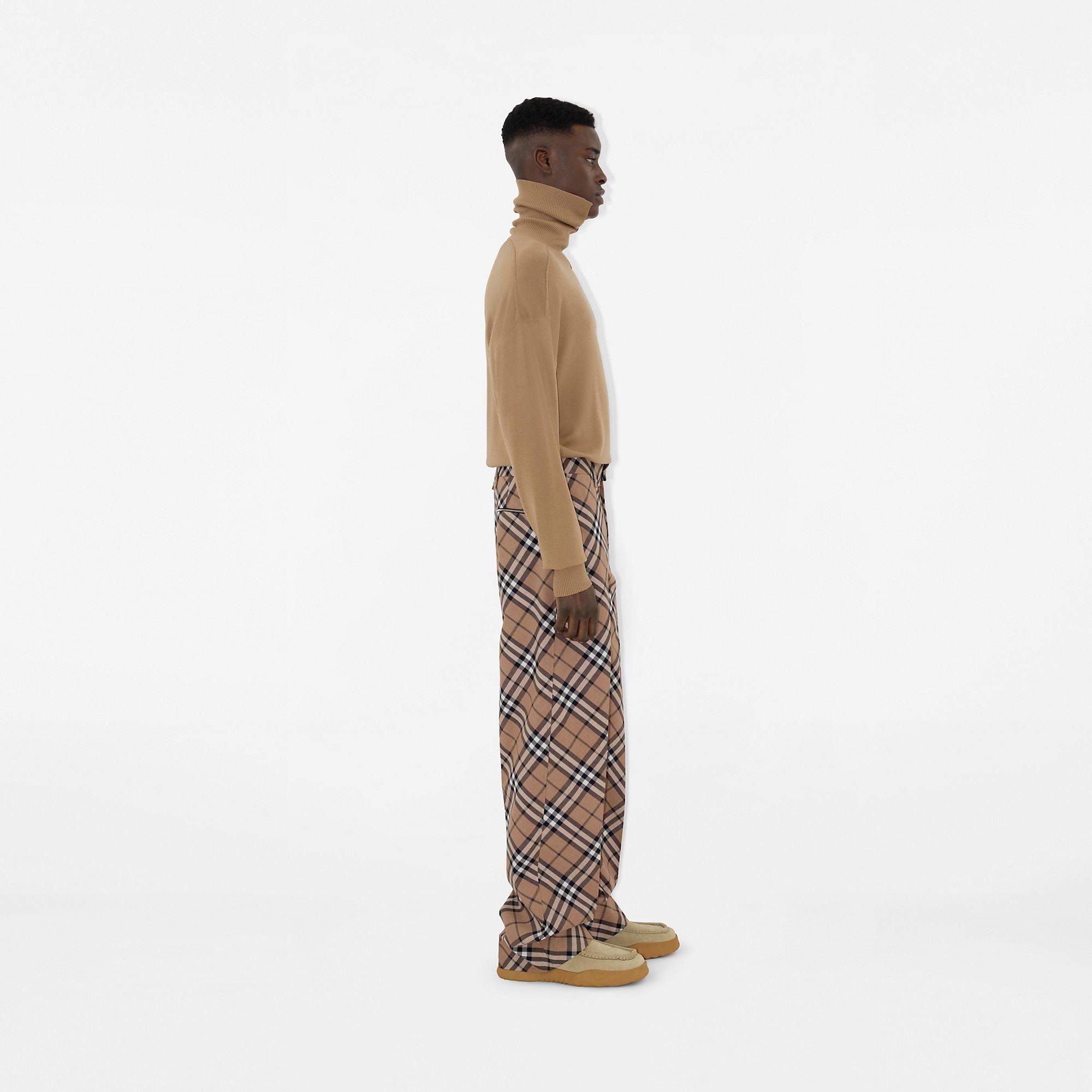 Check Wool Blend Tailored Trousers - 3