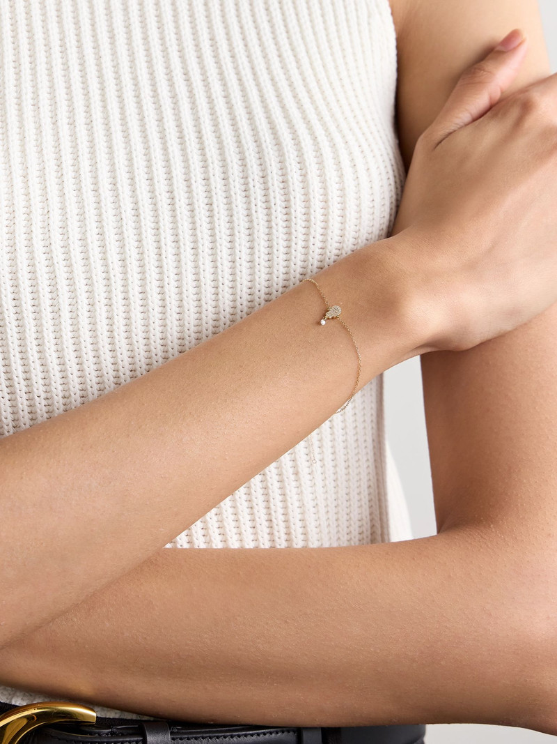 PERSÉE Hand of Fatima 18-karat gold diamond bracelet Gold outlook