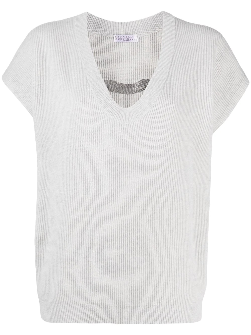 monili-neckband cashmere sleeveless top - 1