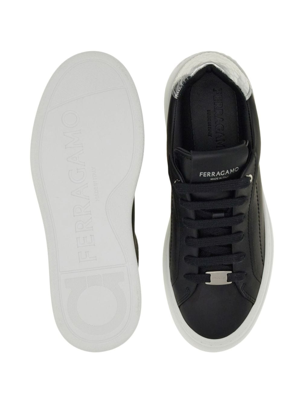logo-patch leather sneakers - 5