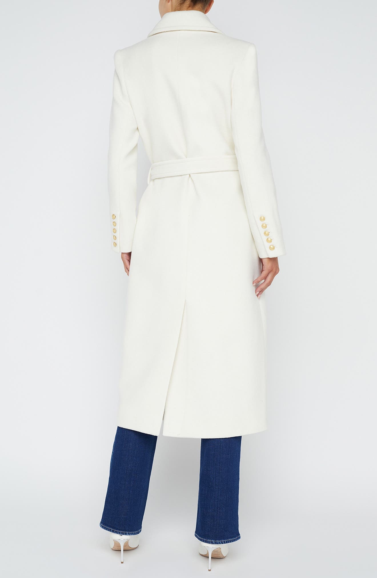 L'AGENCE Olina Belted Wool Blend Trench Coat in Ivory at Nordstrom - 3