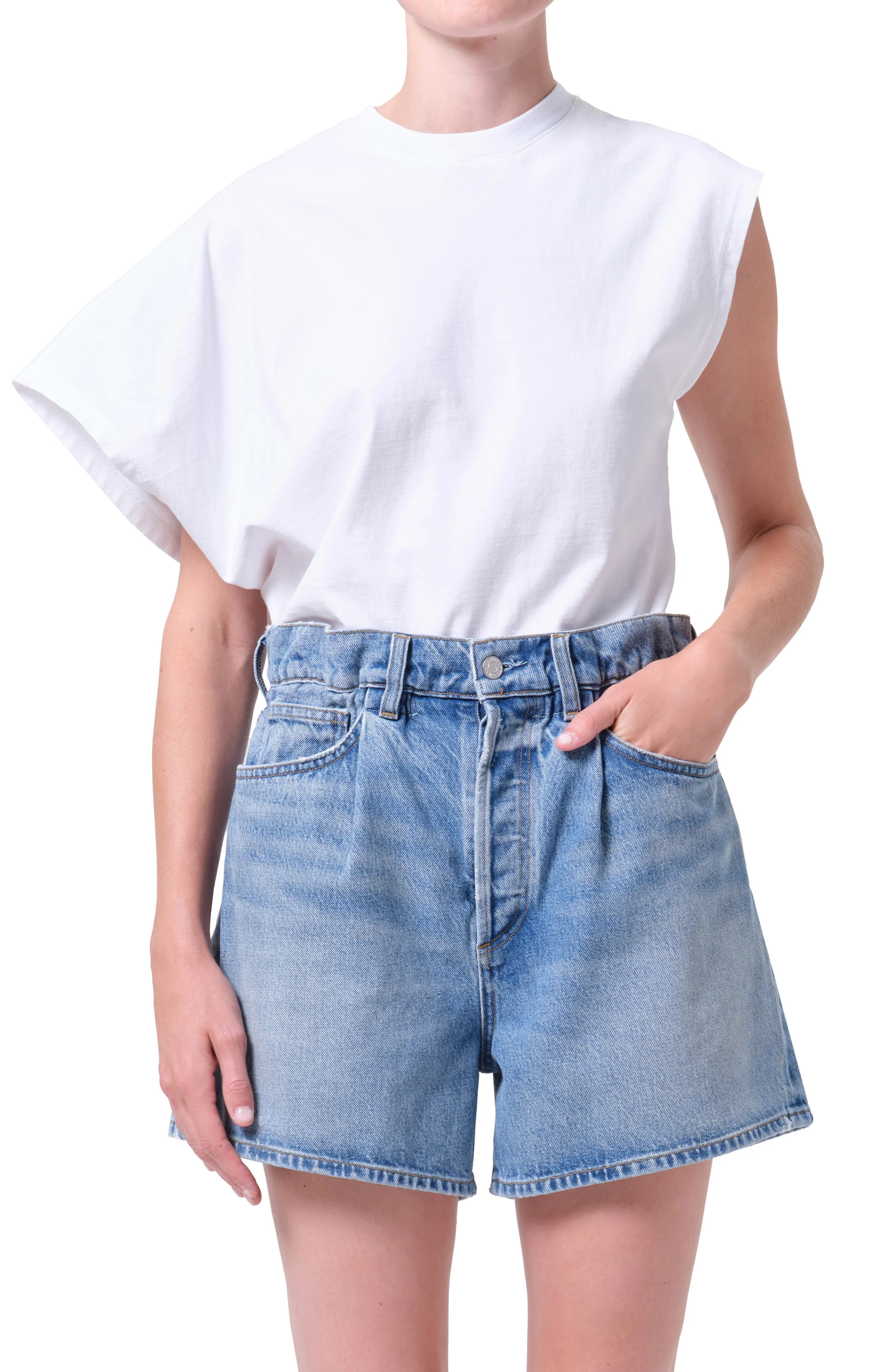 AGOLDE Corrine Asymmetric Tee in White at Nordstrom - 1