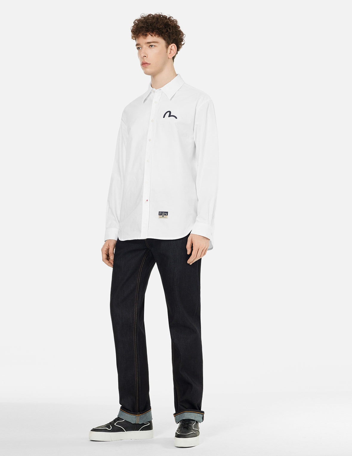 Seagull Embroidery Relax Fit Long Sleeve Oxford Shirt - 3