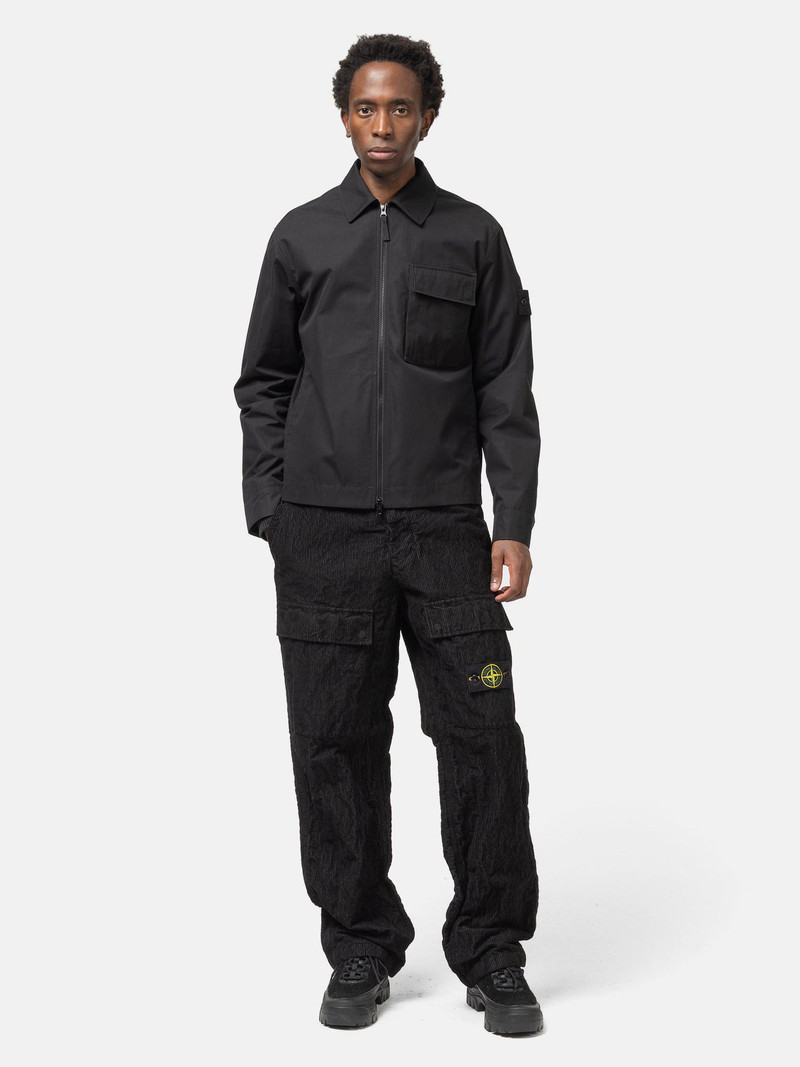 Stone Island Ghost Piece Weatherproof Cotton Canvas Overshirt Black outlook
