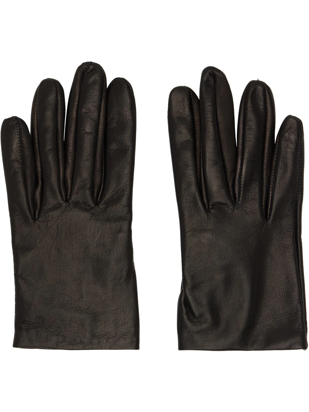 Black Short Leather Gloves - 1