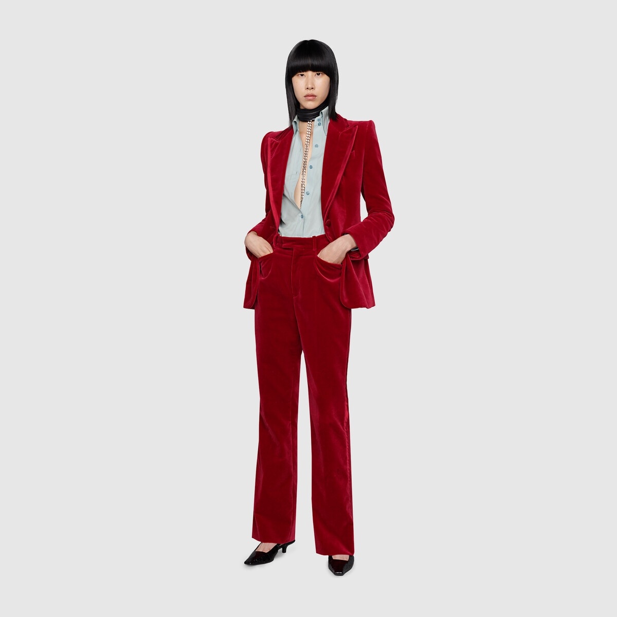 Stretch velvet flared pant - 2