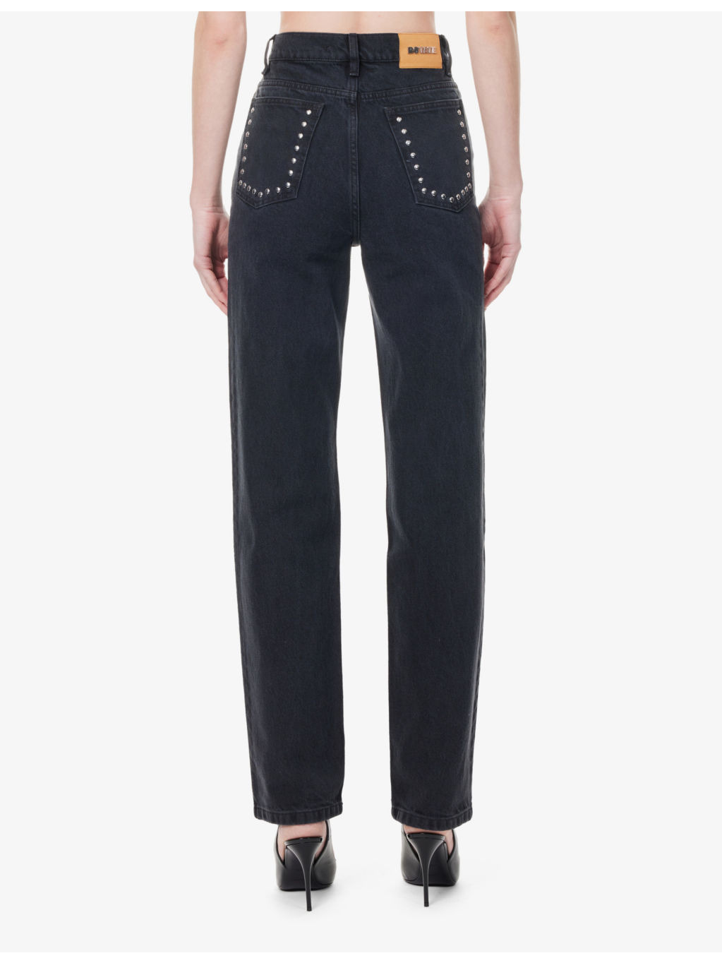 Stud-Embellished Straight-Leg Denim Jeans - 4
