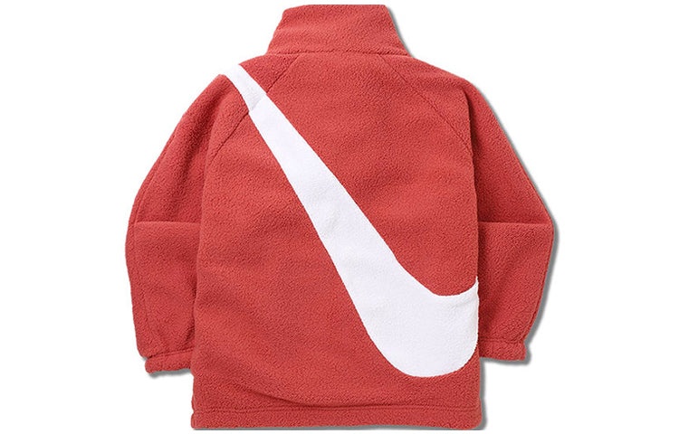 (WMNS) Nike logo lamb's wool reversible Stay Warm Stand Collar Jacket Red CZ4064-897 - 2