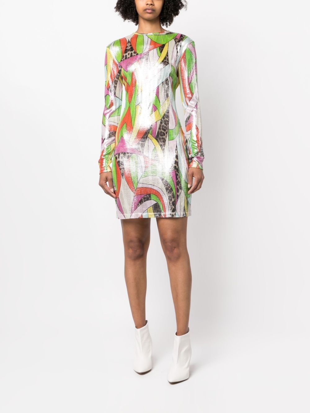 mix-print knitted minidress - 2