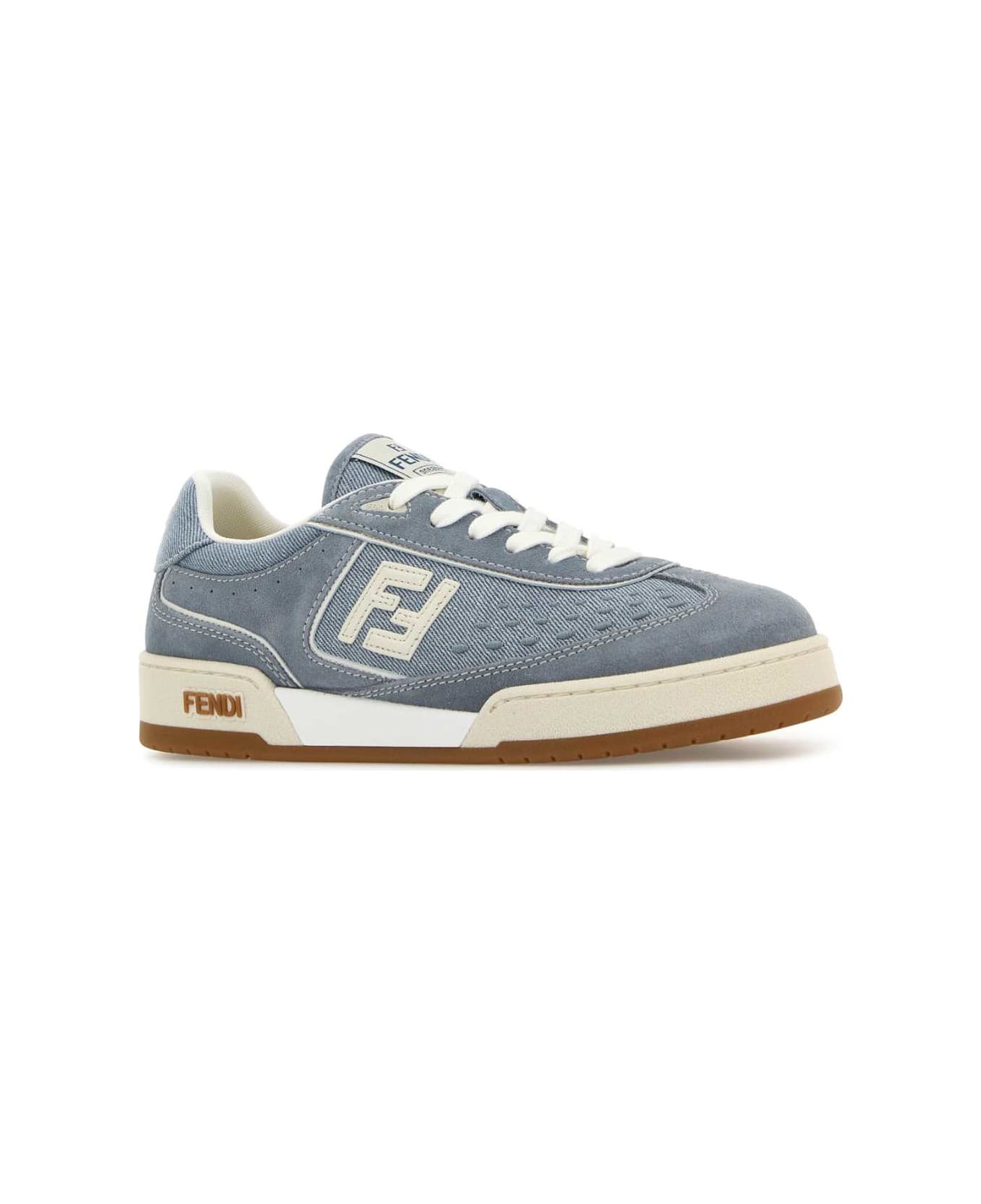 Light Blue Denim And Suede Fendi Match Sneakers - 2
