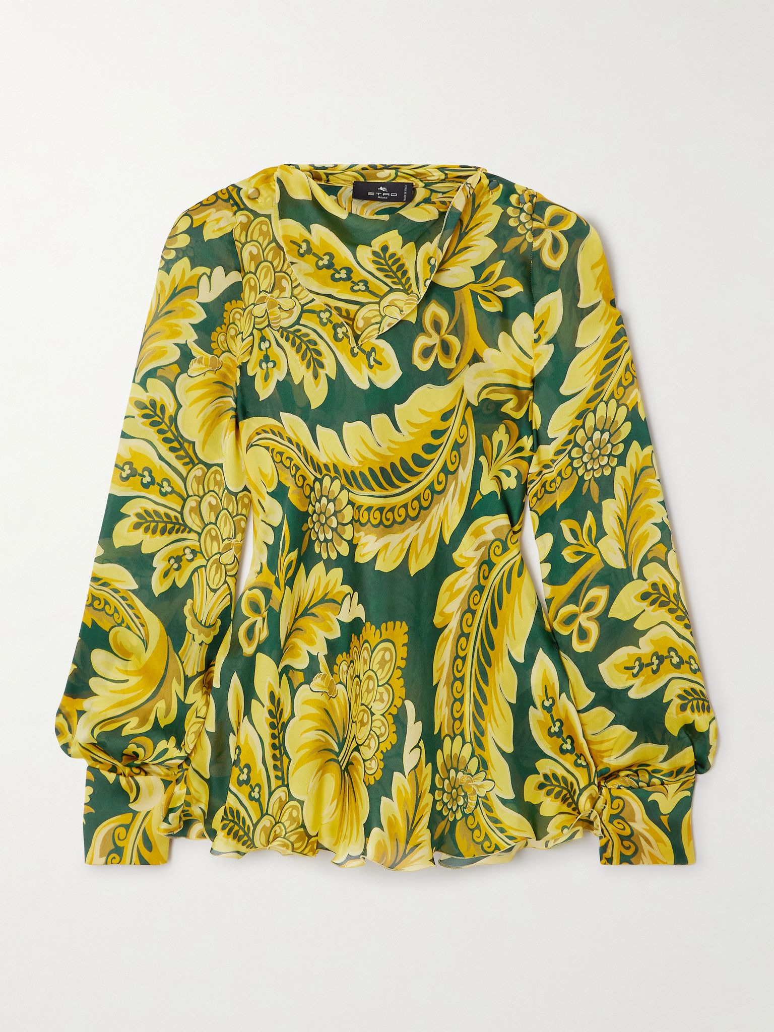 Printed silk blouse Yellow - 1